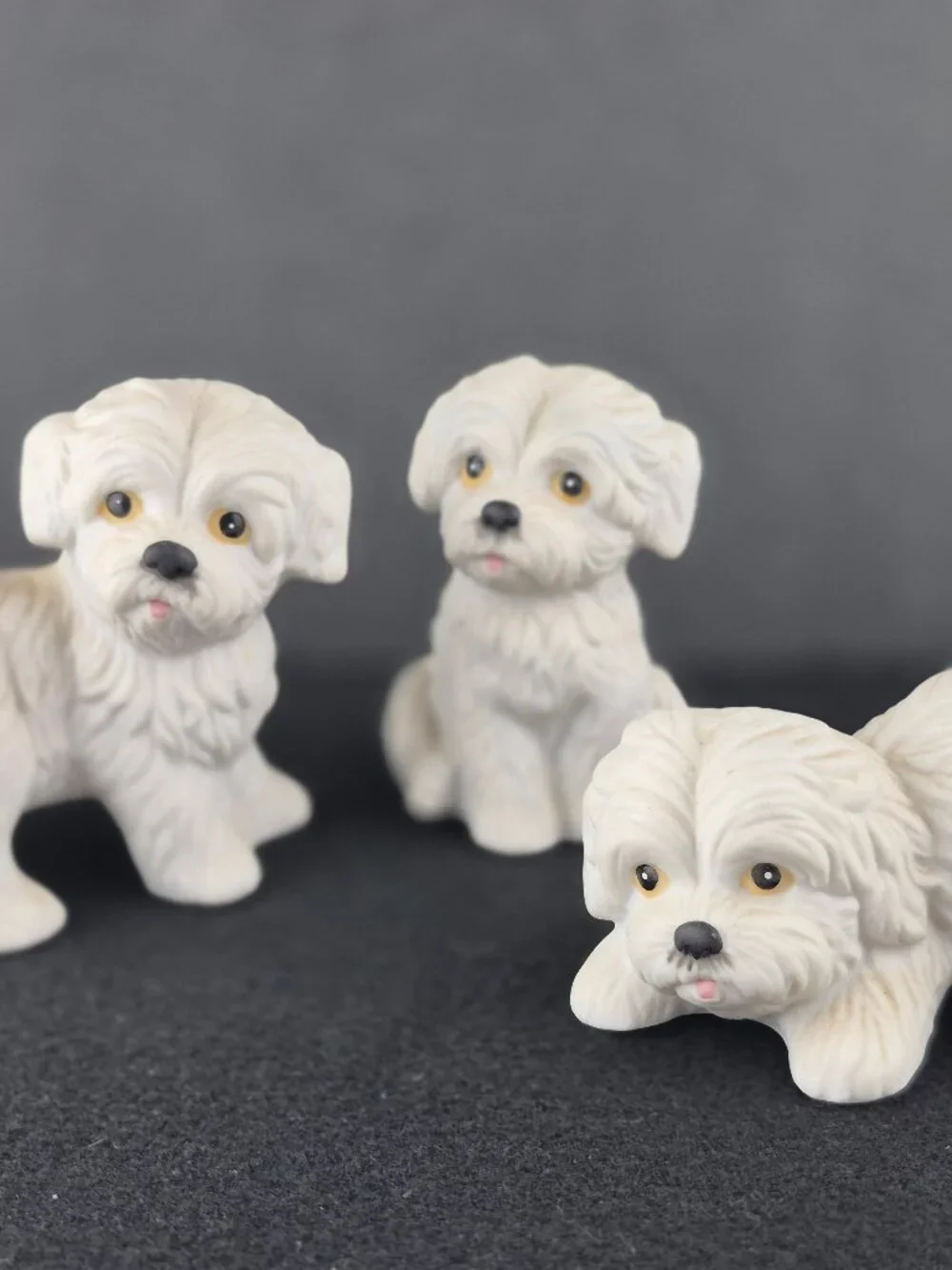 Vintage Set of 3 Homco White Maltese/Westie/Shih Tzu  Puppy Dog Figurines #1411